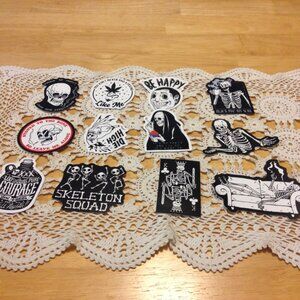 Black and white stickers, cell phone, hydroflask, high times theme